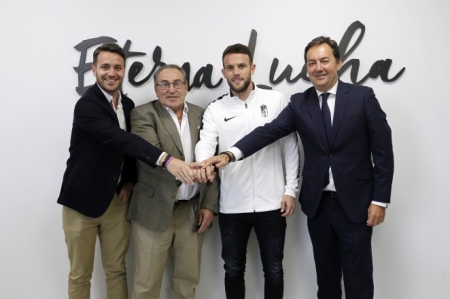 Quini junto a Antonio Fernández, Fran Sánchez y Pepe Macanás (GRANADA CF)