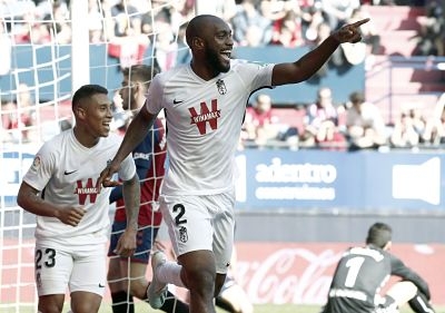 Foulquier celebra su gol anotado ante Osasuna Foulquier celebra su gol anotado ante Osasuna