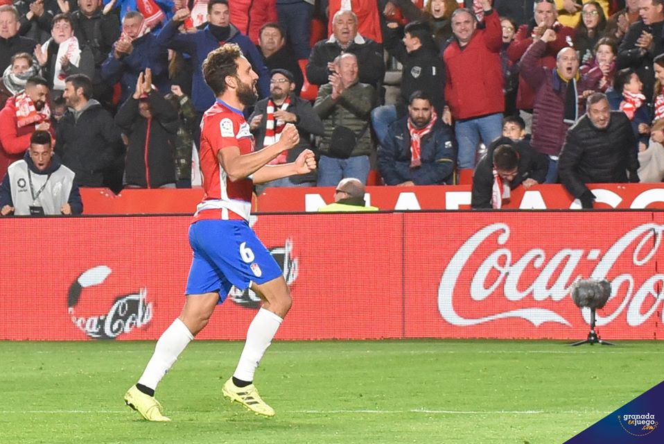 Germán celebra su tanto ante el Atlético de Madrid en Los Cármenes (GEJ)