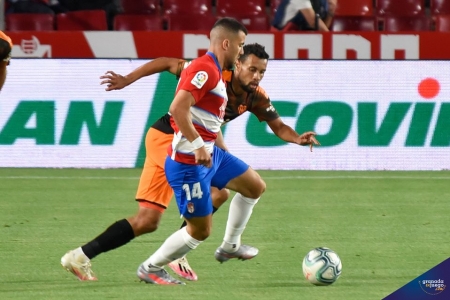 Fede Vico, en un lance del partido ante el Valencia, donde anotó el gol del empate (GEJ)