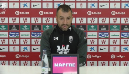 Diego Martínez, durante la rueda de prensa previa al encuentro frente al Celta (GCF TV)