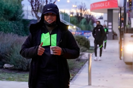 Machís, sonriente antes de partir hacia Vigo desde la Ciudad Deportiva (GCF)