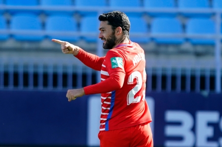 Jorge Molina anotó su octavo gol de la temporada ayer en Málaga (PEPE VILLOSLADA / GCF)