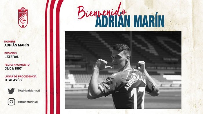 Adrián Marín firma por el Granada hasta 2023 procedente del Alavés (GCF)