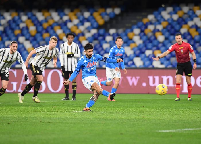 Lorenzo Insigne anotó de penalti el gol de la victoria del Nápoles frente a la Juventus el pasado sábado (SSC NAPOLI)