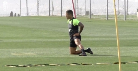 Machís, durante la sesión de esta tarde en la Ciudad Deportiva (GCF TV)