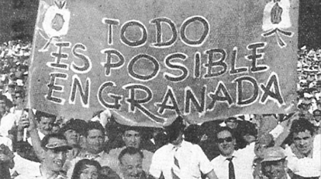 Aficionados del Granada en el `Santiago Bernabéu´ durante la final de Copa de 1959 (GRANADA HOY) Aficionados del Granada en el `Santiago Bernabéu´ durante la final de Copa de 1959 (GRANADA HOY)