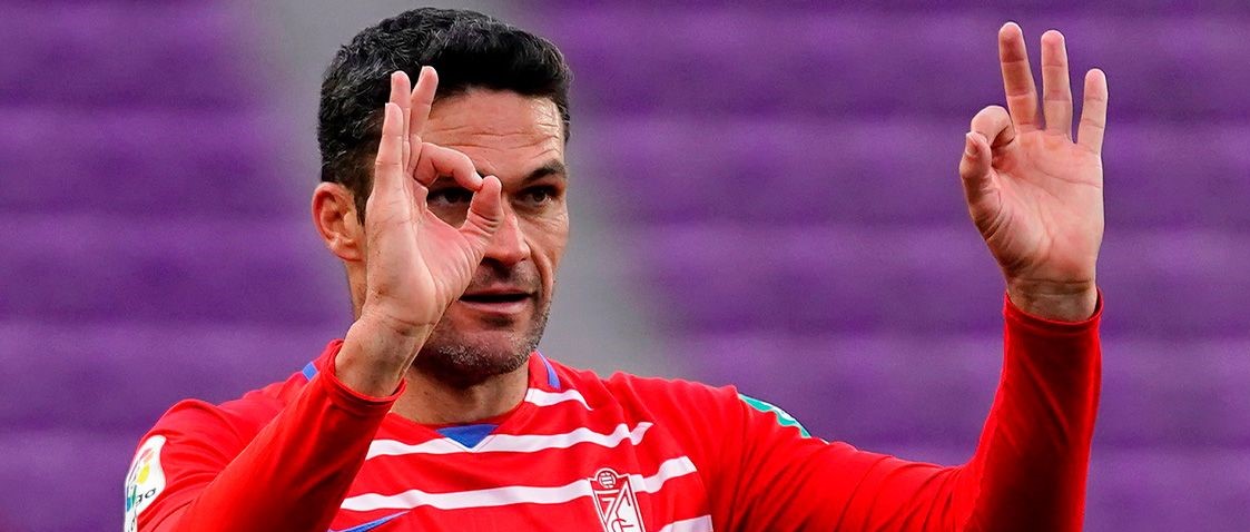 Jorge Molina celebra su gol ante el Valladolid el pasado domingo (PEPE VILLOSLADA / GCF)