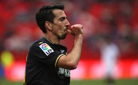 Isaac Cuenca festeja el primero de los dos tantos que marcó ante el Sevilla en la permanencia de 2016 (GCF)