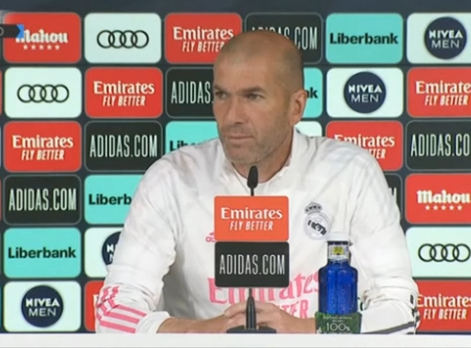 Zidane, durante la rueda de prensa de hoy (REAL MADRID TV)