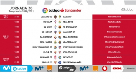 De esta forma queda finalmente encuadrada la jornada 38 de Primera División (LALIGA) De esta forma queda finalmente encuadrada la jornada 38 de Primera División (LALIGA)