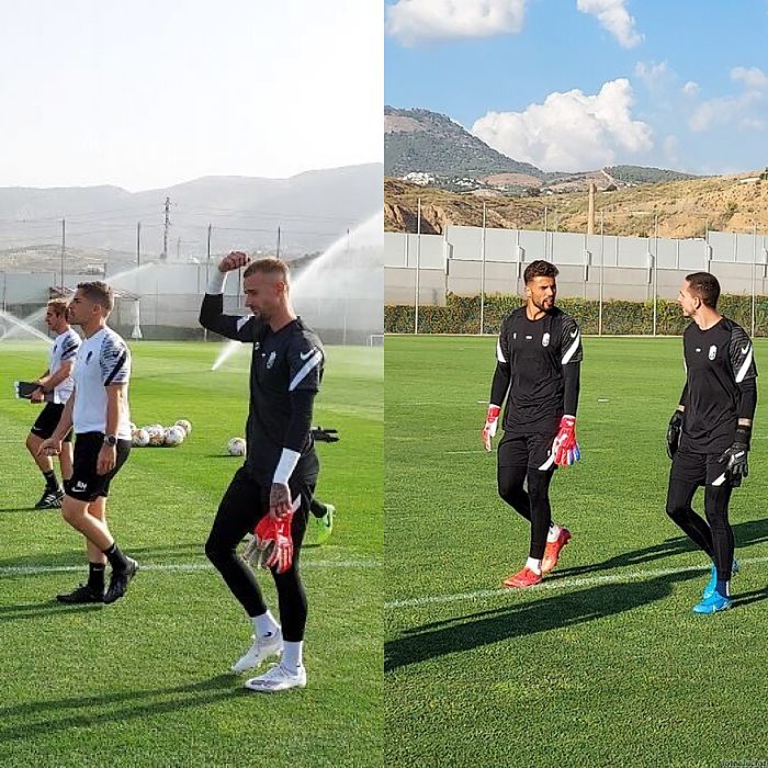 Aarón y Luís Maximiano se disputarán el puesto en la portería del Granada (FRAN CALVO)