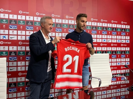 Pep Boada, junto a Rubén Rochina esta mañana en la sala de prensa del `Nuevo Los Cármenes` (JOSÉ VELASCO / GRJ)