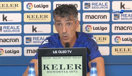Imanol Alguacil, entrenador de la Real Sociedad, durante la rueda de prensa previa al partido contra el Granada (REAL SOCIEDAD TV) Imanol Alguacil, entrenador de la Real Sociedad, durante la rueda de prensa previa al partido contra el Granada (REAL SOCIEDAD TV)