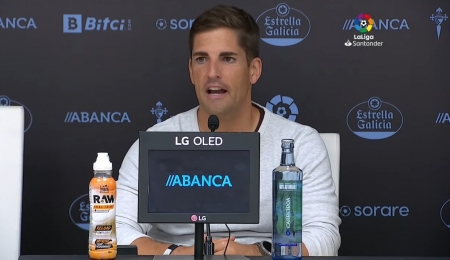 Robert Moreno, durante la rueda de prensa en `Balaídos` (LALIGA TV)
