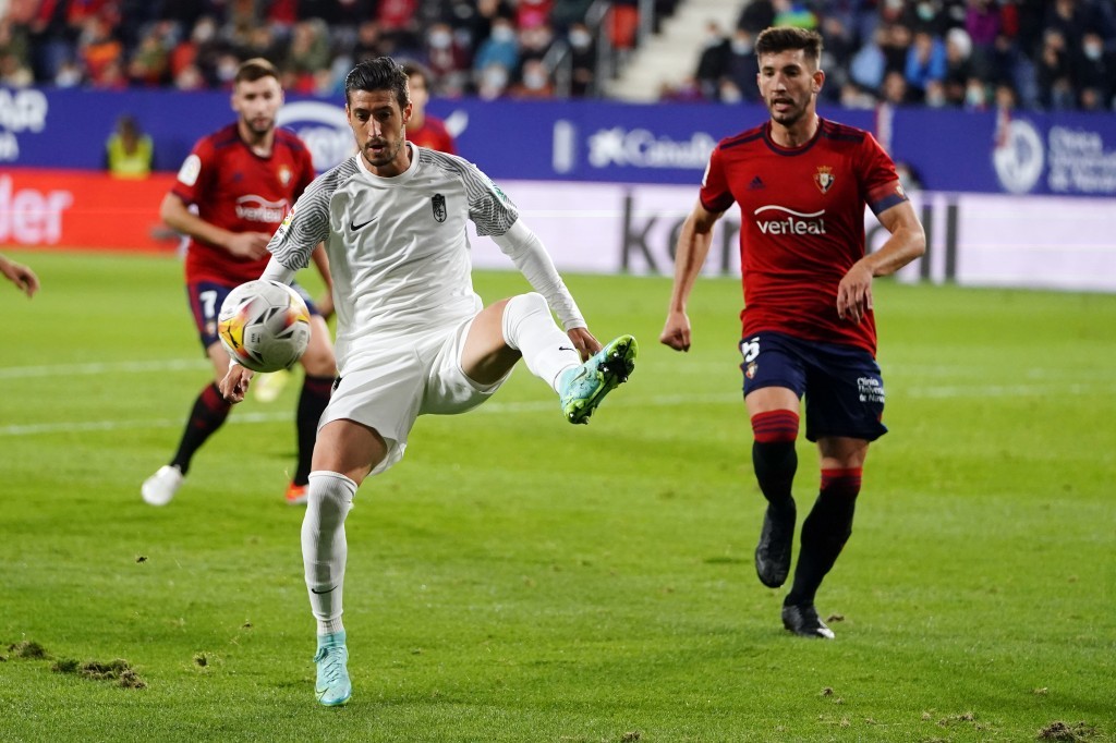 Escudero, durante el partido en Pamplona (PEPE VILLOSLADA / GCF)