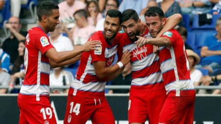Celebración de uno de los goles del Granada CF en el `RCDE Stadium` en 2019 (MARCA) Celebración de uno de los goles del Granada CF en el `RCDE Stadium` en 2019 (MARCA)