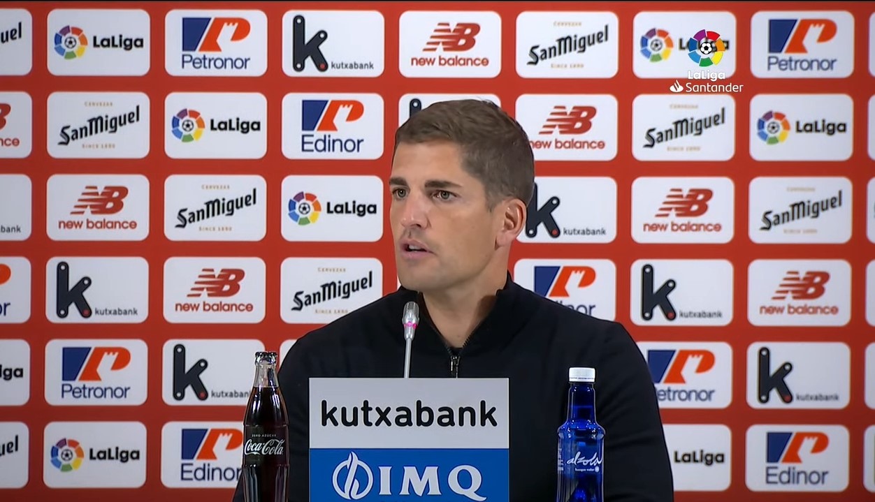 Robert Moreno, durante la rueda de prensa posterior al encuentro ante el Athletic (LALIGA TV)
