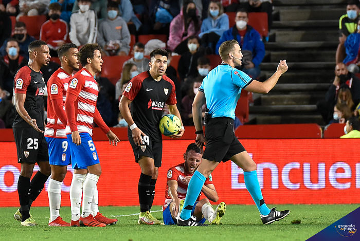 Alberola Rojas, durante el Granada - Sevilla de esta temporada en el `Nuevo Los Cármenes` (JOSÉ M. BALDOMERO)