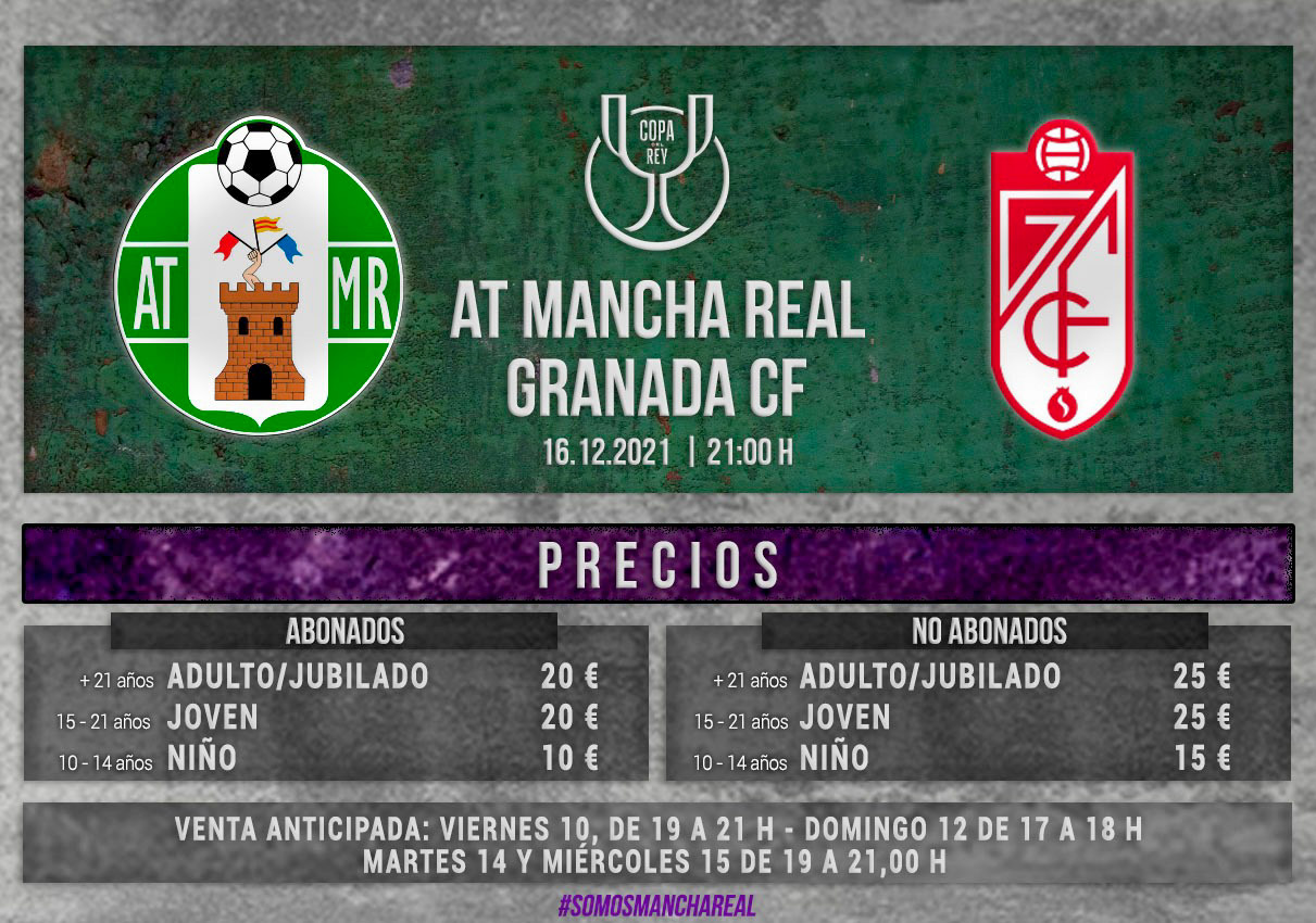 Cartel publicitario con los precios de las entradas para el partido ante el Granada (ATLÉTICO MANCHA REAL)