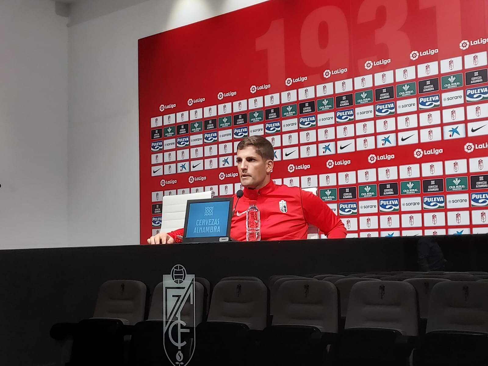 Robert Moreno, en la rueda de prensa previa al encuentro ante el Mallorca (FRAN CALVO)