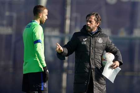Quique Sánchez Flores, en un entrenamiento con el Getafe (GETAFE CF)