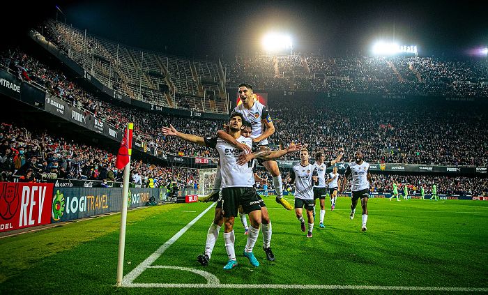 Guedes celebra su gol contra el Athletic (VALENCIA CF)