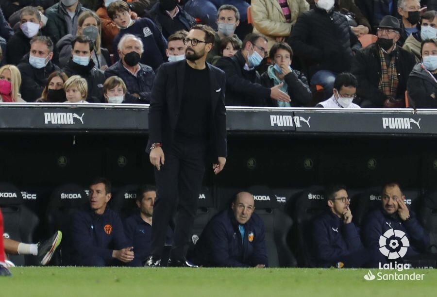 Bordalás, durante el Valencia - Granada en Mestalla (LALIGA)