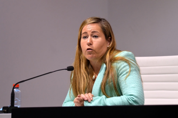 Patricia Rodríguez en un momento de la rueda de prensa de presentación de Aitor Karanka (J. PALMA)