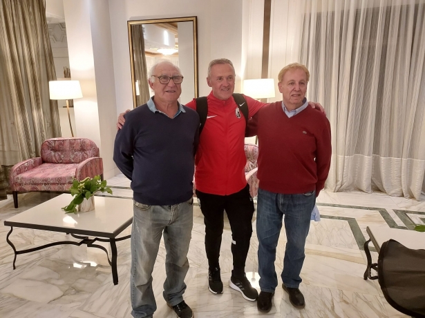 José Planas, Pep Boada y Lluís Torreblanca, en el hotel del club en Palma (FRAN CALVO)