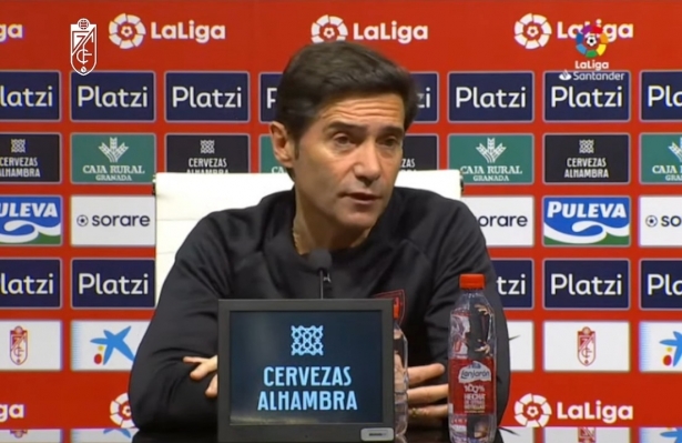 Marcelino, en la rueda de prensa en el `Nuevo Los Cármenes` (LALIGA TV)