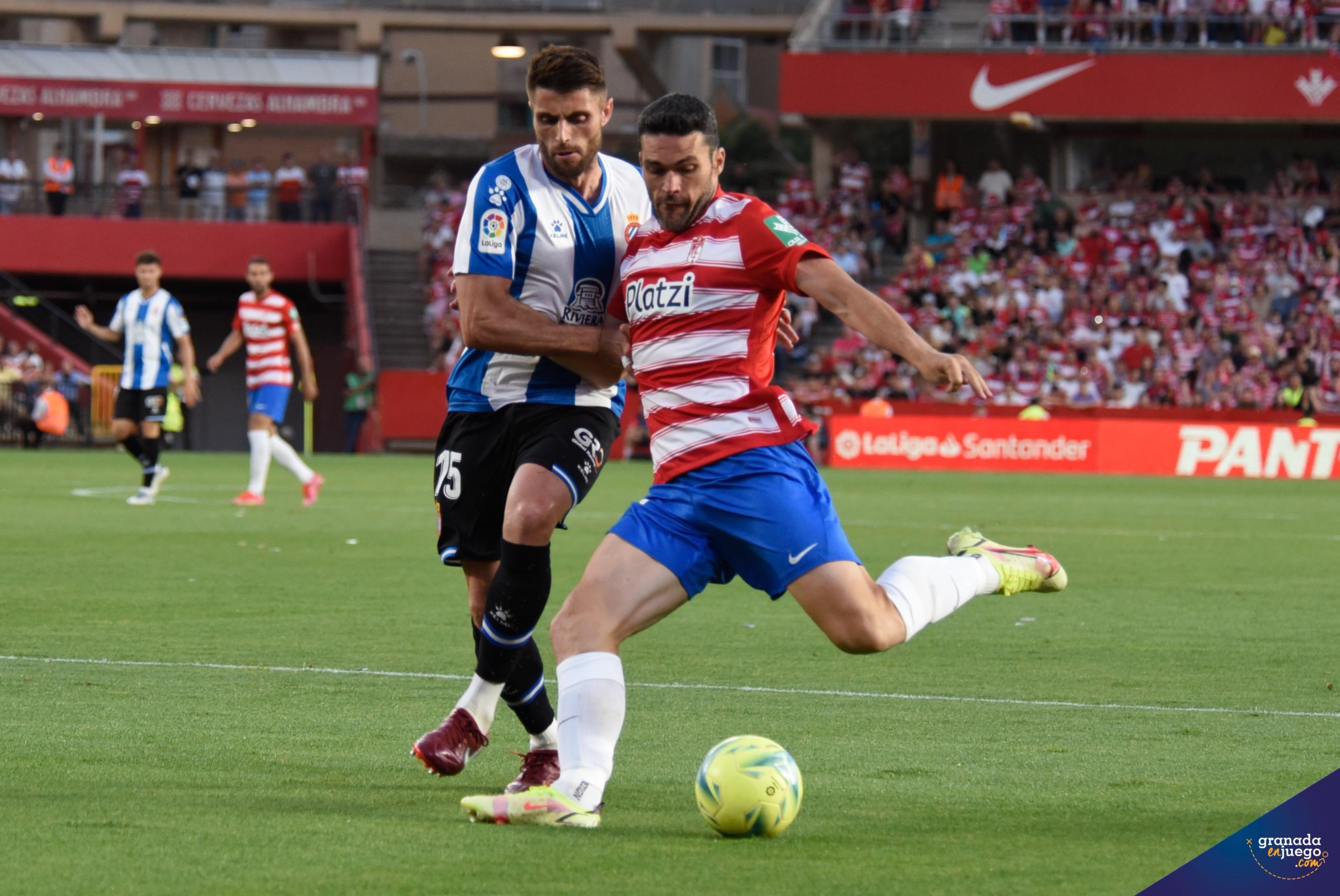 Jorge Molina, en una acción del duelo frente al Espanyol (JOSÉ M. BALDOMERO)