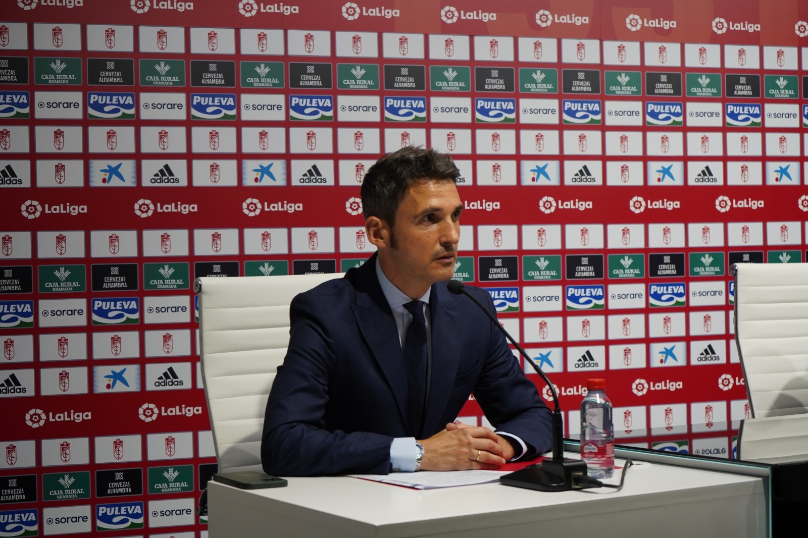 Pablo García Sampedro, en la rueda de prensa de presentación de la campaña de abonos de esta temporada hace dos semanas (JOSÉ VELASCO / GRJ)