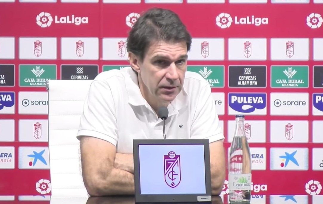 Aitor Karanka, en la sala de prensa del `Nuevo Los Cármenes` tras el partido frente al Sporting (GCF TV)
