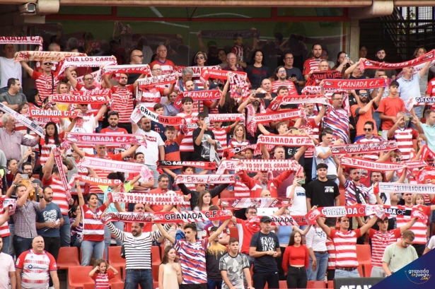 Afición del Granada, en un partido anterior en el `Nuevo Los Cármenes` (JOSÉ M. BALDOMERO)