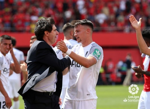 Karanka, junto a Petrovic en Son Moix después de golear al Mallorca por 2-6 (LALIGA)