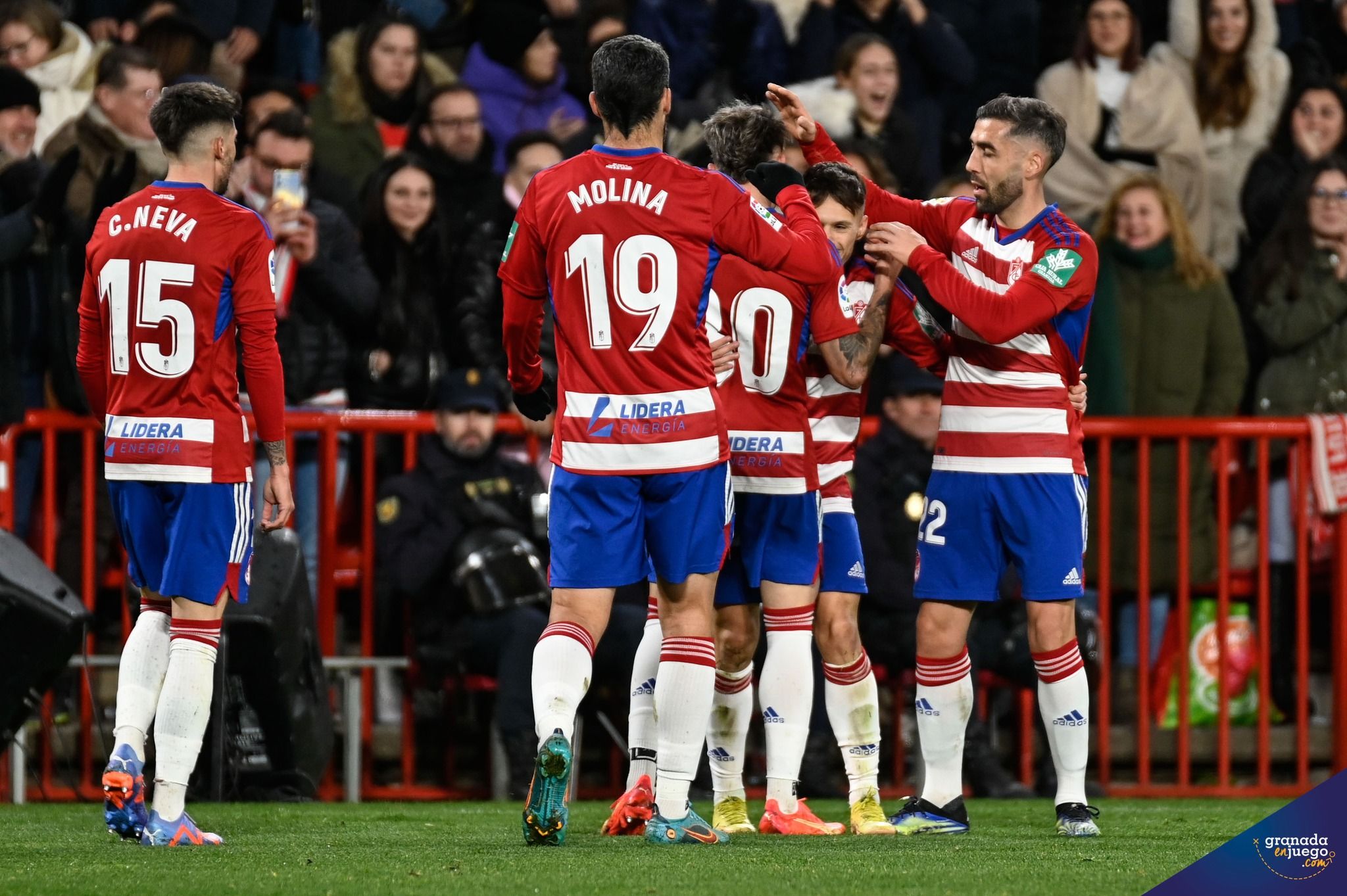 Los jugadores del Granada celebran el segundo gol contra el Ibiza (JOSÉ M. BALDOMERO)