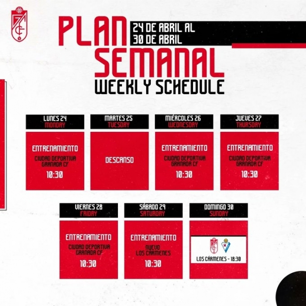 Plan de trabajo semanal (@GranadaCF) Plan de trabajo semanal (@GranadaCF)