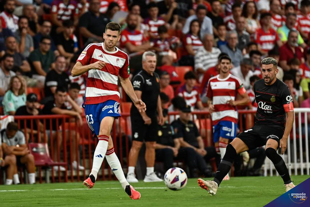 Gumbau durante el partido con el Mallorca (JOSE M. BALDOMERO)