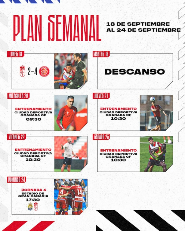 Planning semanal del Granada CF (GRANADA CF) Planning semanal del Granada CF (GRANADA CF)