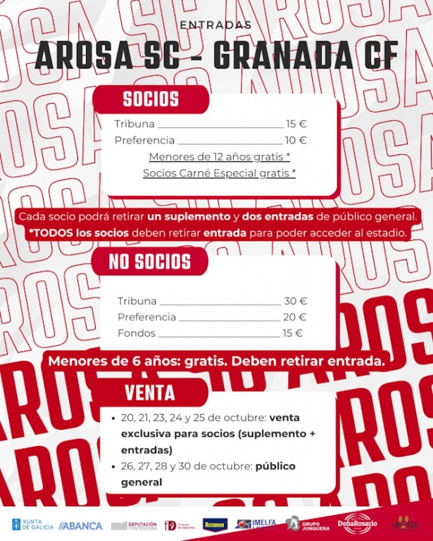 Precios para el Arosa -Granada (AROSA) Precios para el Arosa -Granada (AROSA)