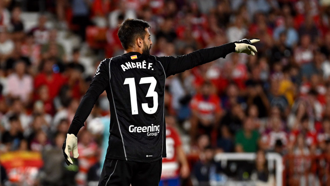 André Ferreira, guardameta del Granada CF, durante el último encuentro en casa (JOSÉ M. BALDOMERO)