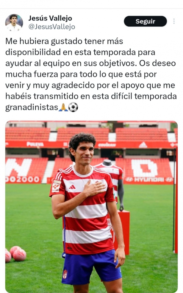 Despedida de Vallejo a través de sus redes sociales 