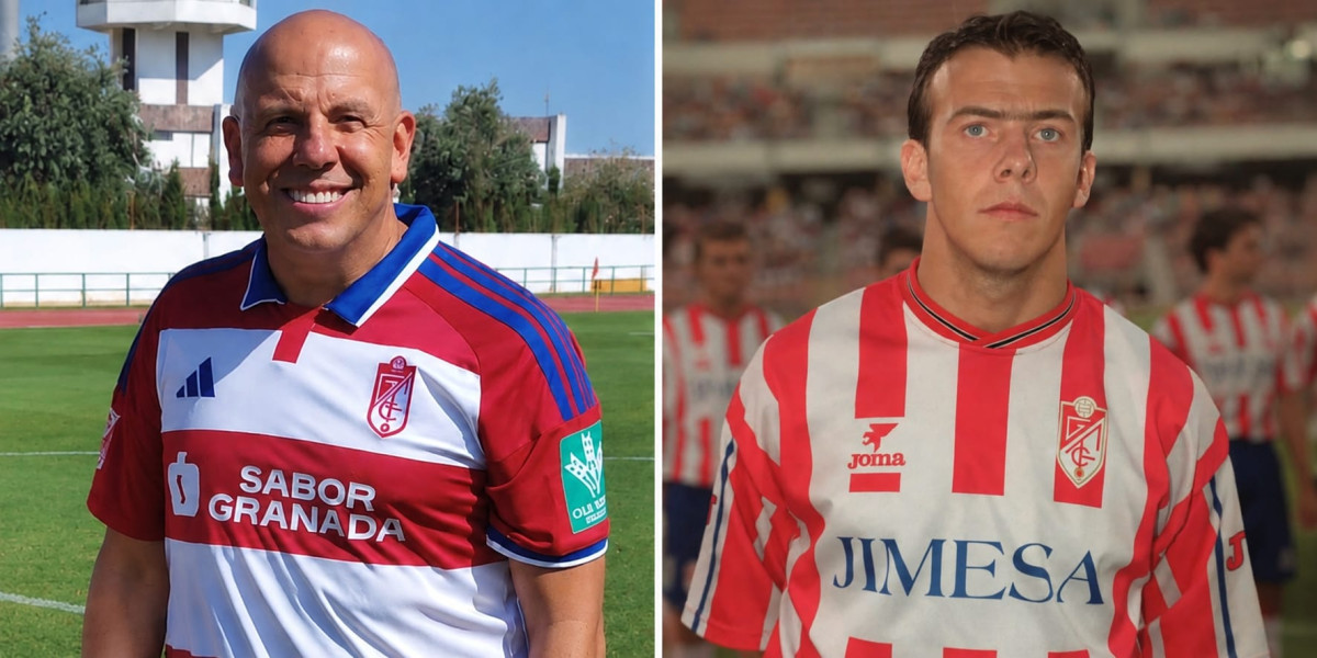 Pedro Curtido con la camiseta del Granada CF