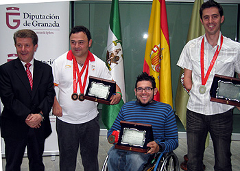 Manolo Martín, Tomas Piñas y José Manuel Ruiz en la recepción Manolo Martín, Tomas Piñas y José Manuel Ruiz en la recepción