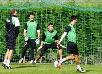 Los jugadores del Racing durante un entrenamiento