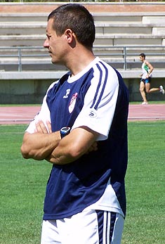Javí Ávila en un entrenamiento del Granada CF