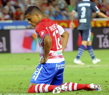Darwin Machis, tras una jugada en un partido de liga. (BALDOMERO)