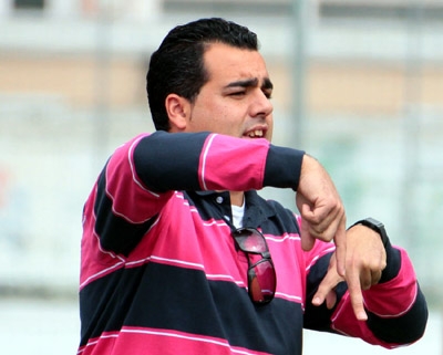 Germán Crespo dando instrucciones a sus jugadores (JOSÉ M. ROMERO)