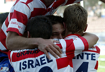Celebración de un tanto de Gorka Pintado (GRANADACF.ES)